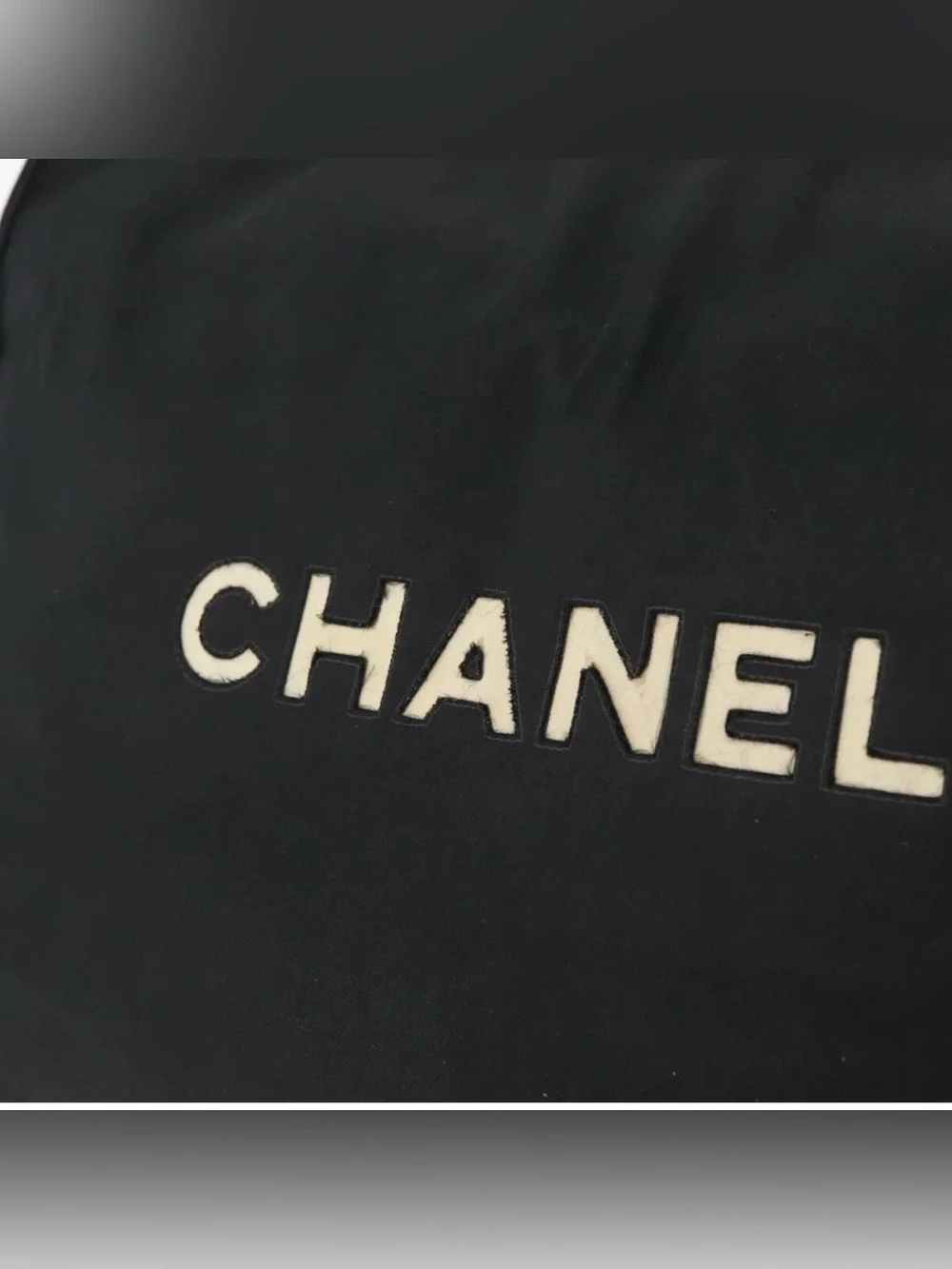 👜 CHANEL Black Tote Cream CC Logo Chain-Strap Golden Nylon Authentic Coco